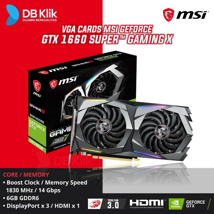 VGA MSI GeForce GTX 1660 Super Gaming X 6GB GDDR6 HDMI2.0 DisplayPort