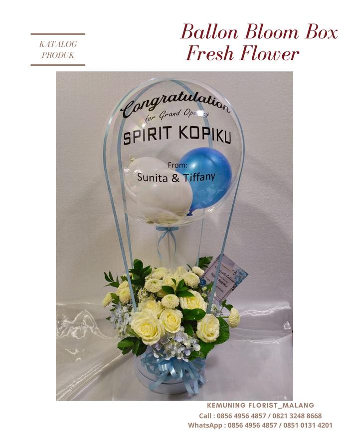 Gambar ballon bloom box/box ballon/bloombox/bungabox/bunga asli - gambar 1 dari Kemuning Florist Malang undefined Tokopedia