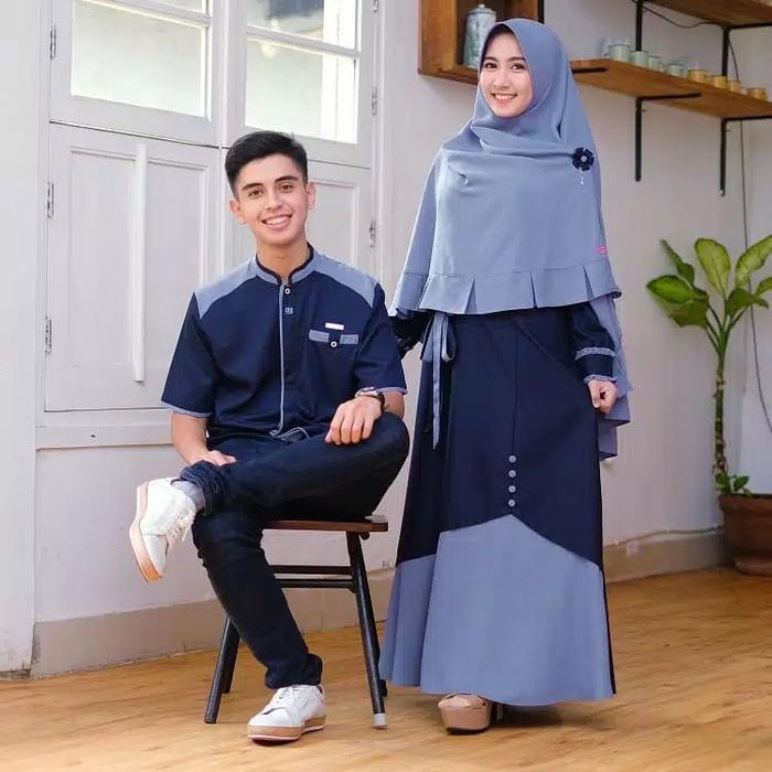 Gambar PROMO !! BAJU MUSLIM COUPLE PASANGAN MURAH CP SAMAWA - Navy dari YasmineCollection's undefined Tokopedia