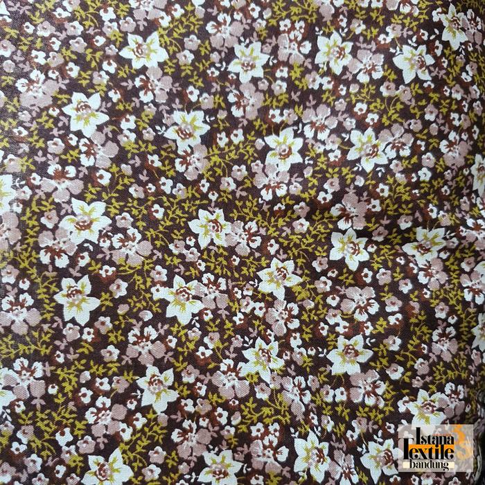 Gambar 1/2 meter kain Katun motif bunga kembang - Coklat dari Istana Textile Bandung undefined Tokopedia