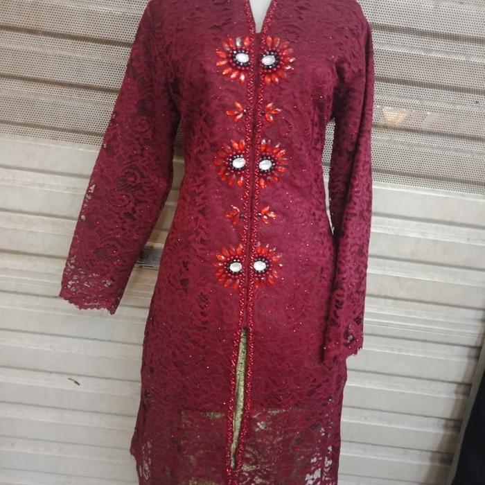 Gambar tunik/baju kurung burkat payet(atasan aja) - Merah, M dari Fauzan123kebaya undefined Tokopedia