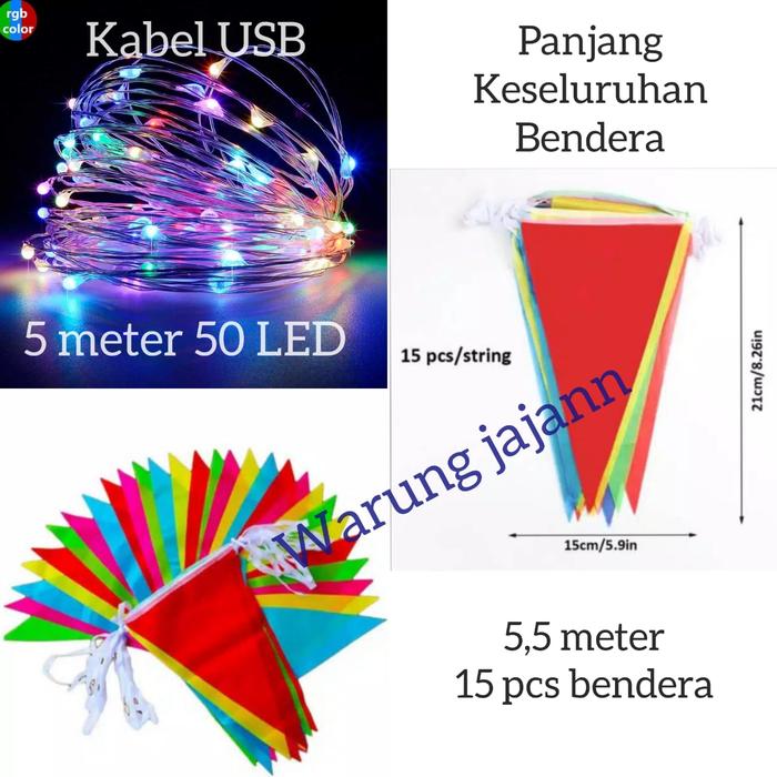 Gambar Paket Lampu hias Lampu dekorasi Lampu camping+Bendera not nephal flag - warna warni dari warung jajan outdoor undefined Tokopedia