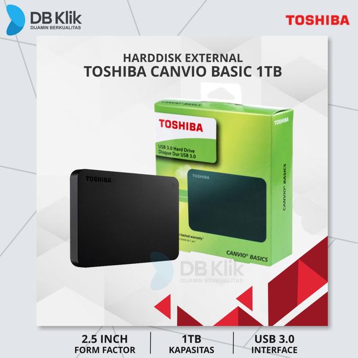 Gambar Hard Disk HDD External Toshiba Canvio Basic 1TB dari DBKlik Indonesia undefined Tokopedia