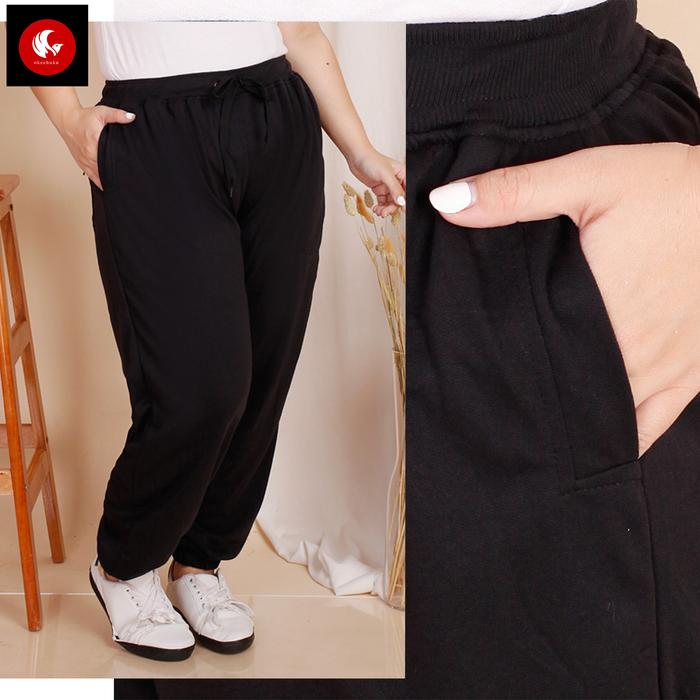 Gambar FELIS JUMBO - Celana Panjang Joger BIG SIZE Wanita Training Olahraga - Hitam, XXXL dari Okechuku undefined Tokopedia