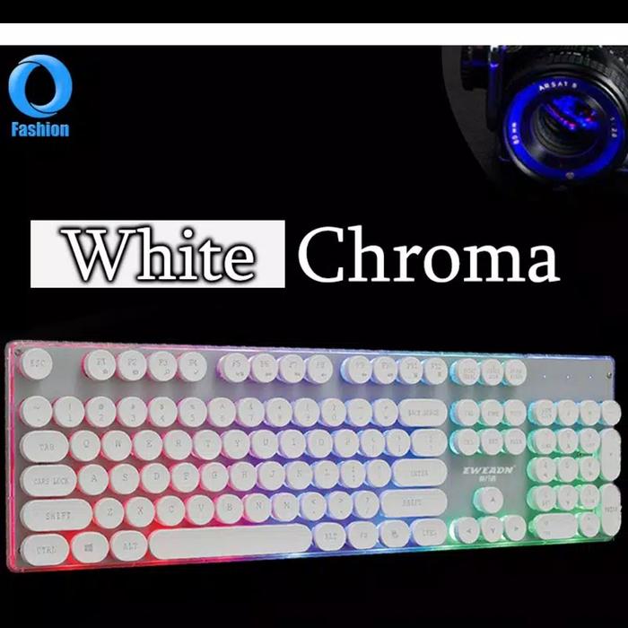 Gambar KEYBOARD GAMING COMPUTER RGB KABEL CHROMA GX - 60 SCARLET KNIGHT - WHITE CHROMA, All Size dari Adi - Store undefined Tokopedia