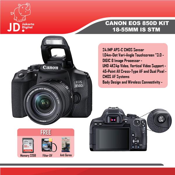 Gambar Canon EOS 850D Kit 18-55mm IS STM PAKET - PAKET 3 ITEM dari Jakarta Digital 8 undefined Tokopedia