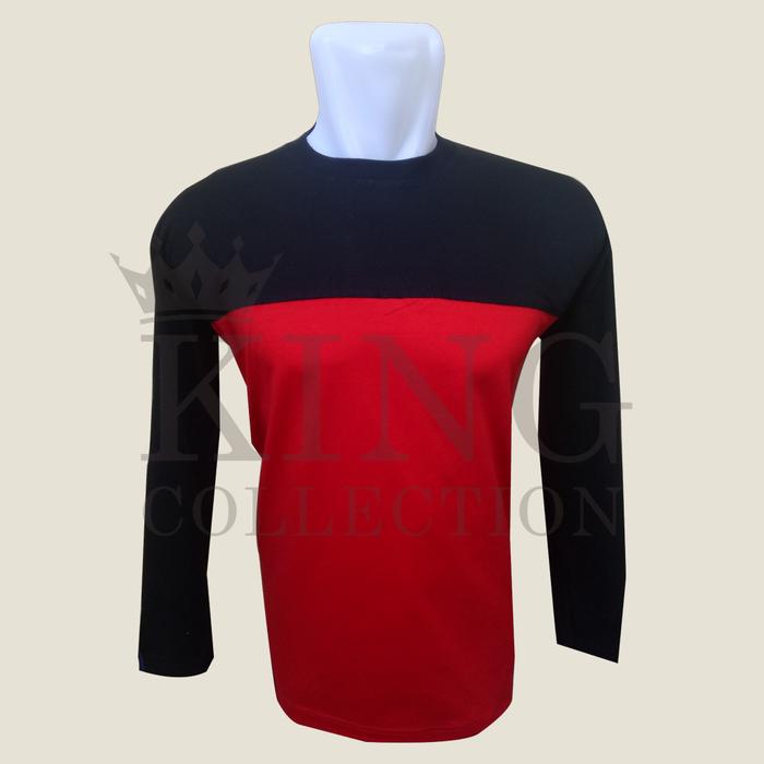 Gambar Kaos Oblong Kombinasi Hitam (Lengan Panjang) - XL, Hitam-Orange dari Melisa Garment undefined Tokopedia