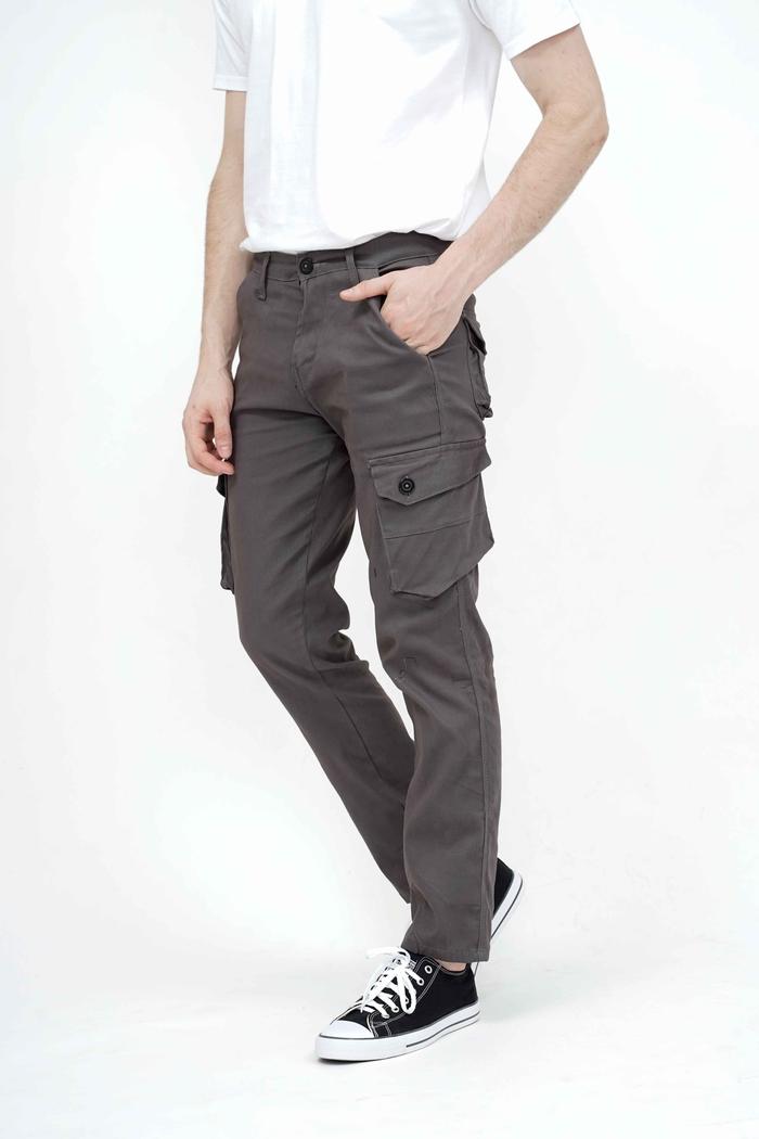 Gambar Celana Panjang kargo Pria Slim Fit Cargo pants kantong stretch melar - Abu-abu, 36 dari House of Cuff undefined Tokopedia