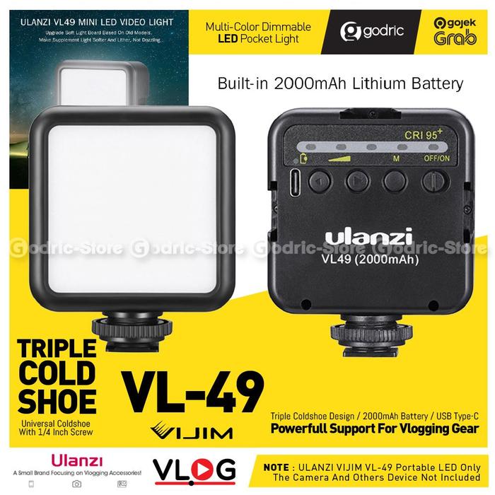 Gambar ULANZI VL49 LED Built-In Battery Lampu Studio Video Light HP /2Gen W49 - BLACK dari G-Rex undefined Tokopedia