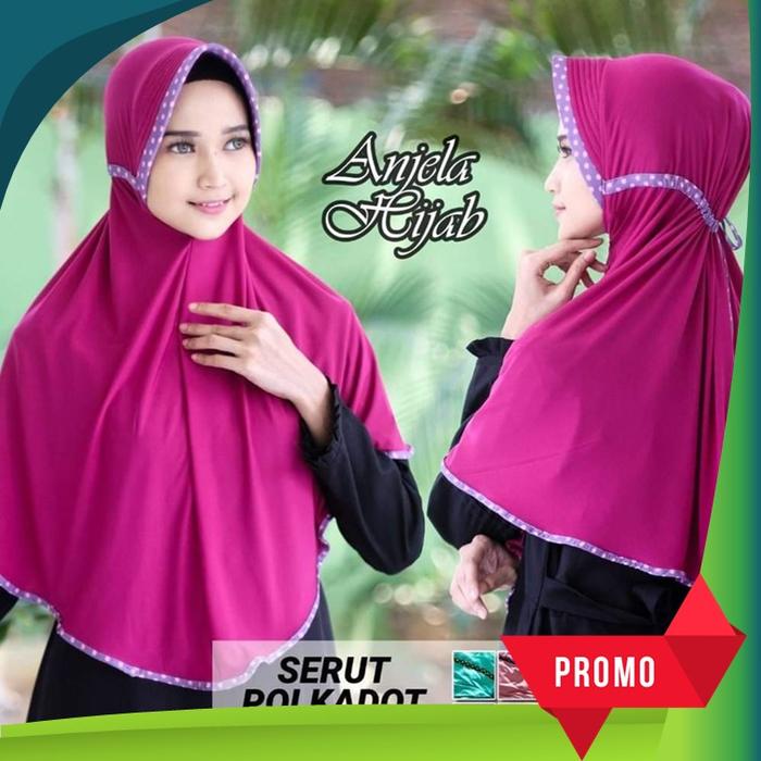 Gambar Jilbab Serut Kombinasi Polkadot/ Jilbab Serut Jumbo/Hijab - Merah dari Online-markeet undefined Tokopedia