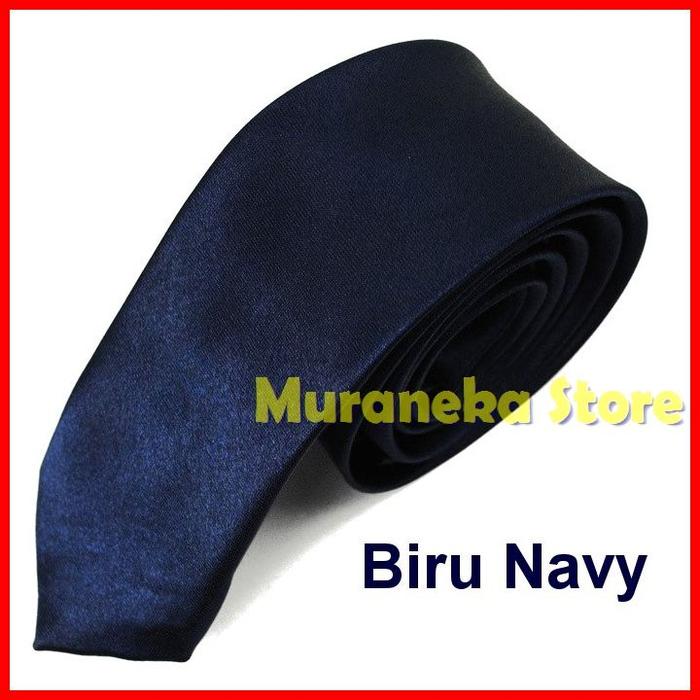 Gambar Dasi Slim Pria Fit Slimfit 2 inch Polos Tie Panjang Formal Warna Hitam - BIRU TUA dari Muraneka Store undefined Tokopedia