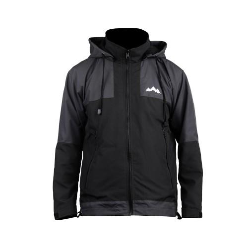 Gambar Jaket Taslan Outdoor Gunung Motor Waterproof Anti Air Pria - Zipper 2 - Black-Grey, M dari Gudang Buff Store undefined Tokopedia