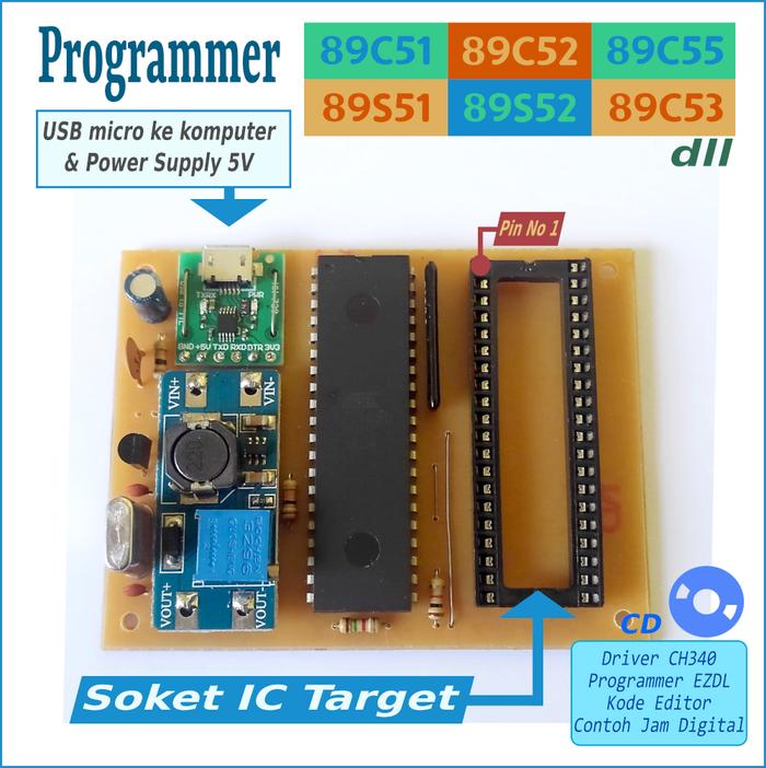 Gambar USB Programmer AT89C52 AT89C51 AT89S52 AT89S51 AT89C53 AT89C55 89S52 dari Tajirtronik undefined Tokopedia