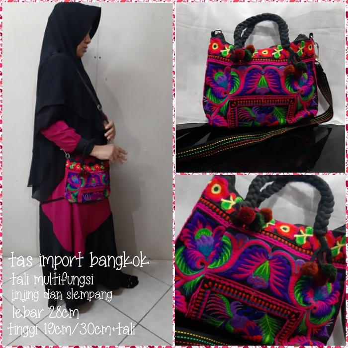 Gambar Tas import bangkok asli multifungsi selmpang n jinjing bordir original dari Winnie Collection undefined Tokopedia