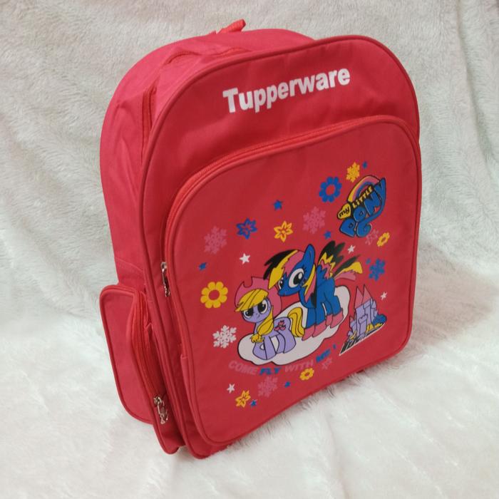 Gambar Tas Ransel little pony Tupperware / Backpack Tupperware little pony - Merah, All Size dari Tas Sarfa Kudus undefined Tokopedia