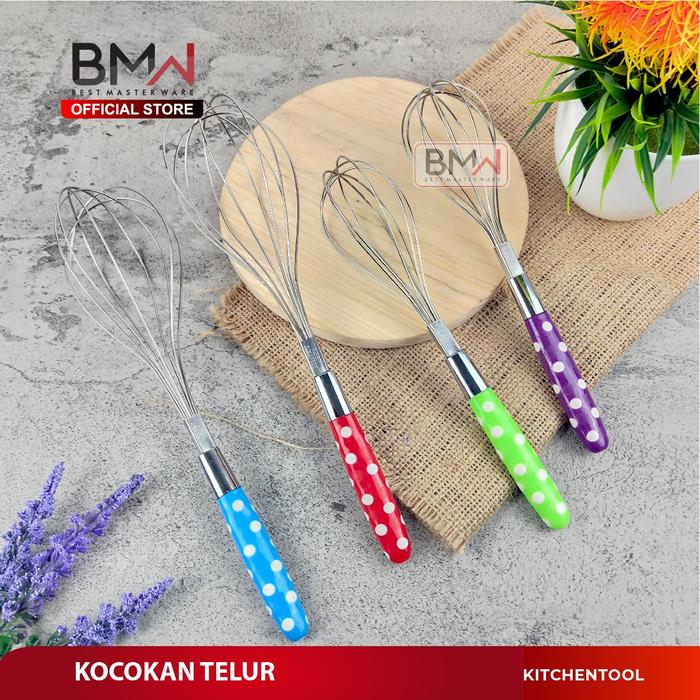 Gambar BMW Kitchen Ware - Kocokan Telur Gagang Motif Polkadot Stainless Steel - KECIL dari BMW Kitchenware Kab. Tangerang Tokopedia