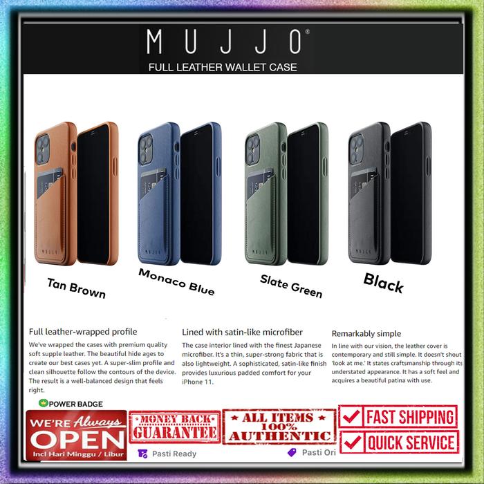 Case iPhone 12 Pro Max 12 Pro Mini MUJJO Genuine Leather WALLET Casing 12  Pro Max, Tan Brown