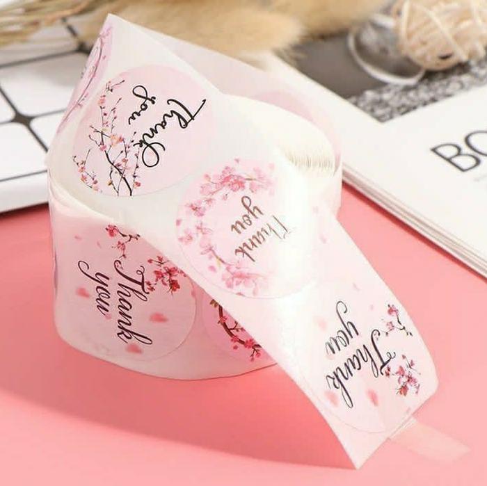Gambar 50pcs Sticker label thank you big size / stiker besar 3.8cm/ Tempelan - Sakura dari Star pompom undefined Tokopedia