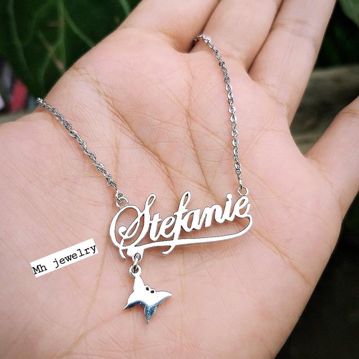 Jual kalung nama kupu perak 925 lapis 