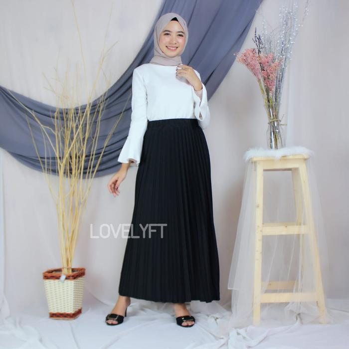 Gambar Rok Plisket JUMBO SIZE Premium Quality /Rok Rempel Panjang / Rok hijab - Hitam dari LOVELYFT undefined Tokopedia