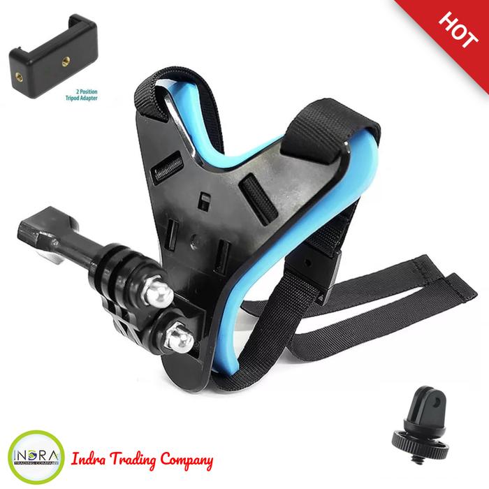 Gambar MOTOVLOG MOUNTING HELM FOR SMARTPHONE HANDPHONE HP GO PRO HOLDER FRONT - Biru, MPH-E dari Indra Trading Company undefined Tokopedia