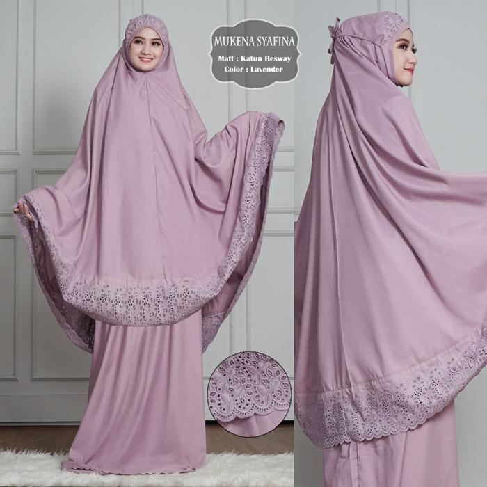 Gambar Mukena Dewasa Rukuh Katun Bordir Premium Adem Polos Jumbo Khadijah New - Lavender dari Victoria Grosir undefined Tokopedia