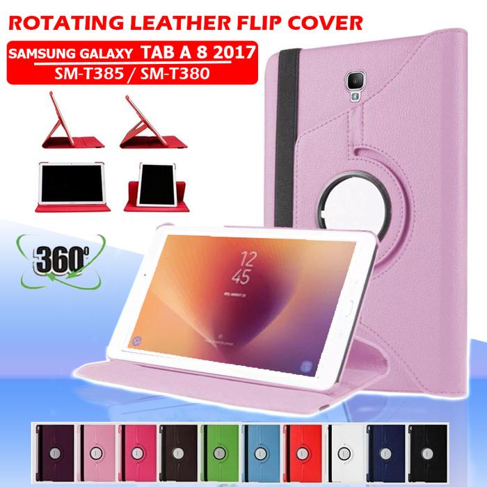 Samsung Galaxy Tab A 2017 T385 Leather Flip Book Cover Case Casing  Hitam