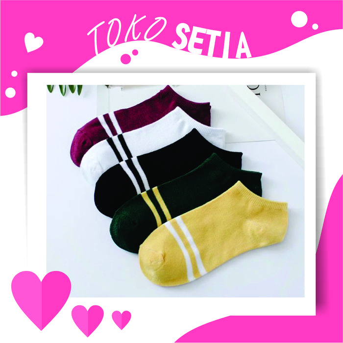 Gambar TOKOSETIA R098 Kaos Kaki Motif Garis Wanita Pria Korea Ankle CuteShort - Putih dari TOKOSETIA ID undefined Tokopedia
