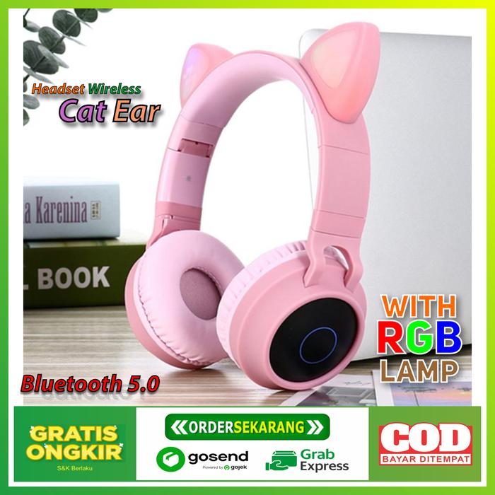 Gambar Headphone Kucing Gaming Bluetooth Wireless Meng Cat Ear PURPLE dari IMPORTIR55 undefined Tokopedia