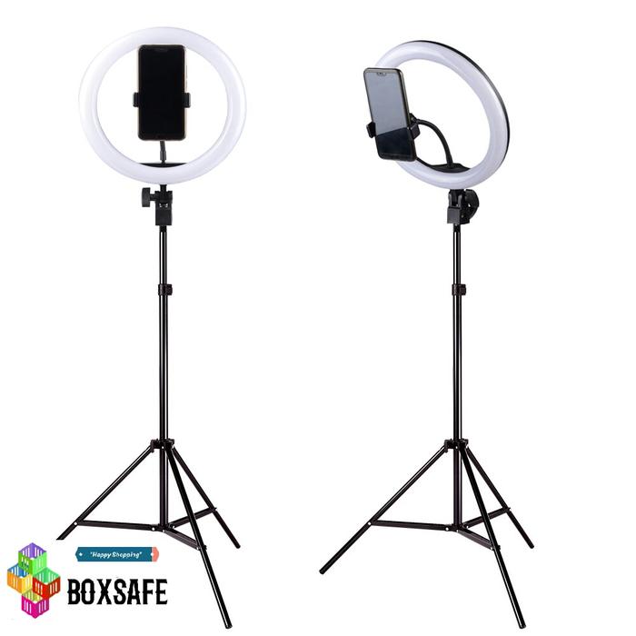 Paket Ring Light 120 LED 10 Inch With Smartphone Holder +Tripod 2M di  Boxsafe Tokopedia