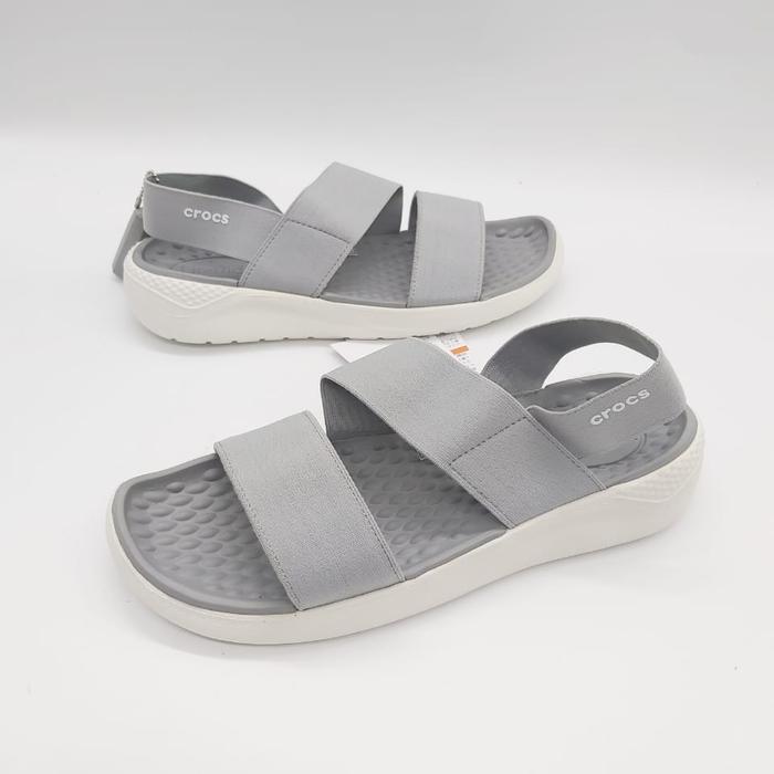 Sandal Crocs Literide Stretch Woman/Sandal Wanita/Sandal Crocs Abu, 36