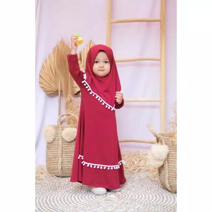 Gambar gamis anak perempuan pompom murah usia 6bln-2th premium murah - marun dari safirahijab.id undefined Tokopedia