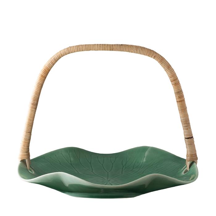 Gambar Platter / Piring Saji Gagang Rotan Jenggala 40 × 30 cm Lotus Toska dari Jenggala Keramik Bali undefined Tokopedia