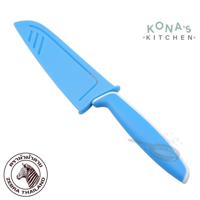 Gambar Zebra 5 Santoku Knife + Sheat Mix Colour (100503) / Pisau Stainless - Biru dari Kona's Kitchen undefined Tokopedia