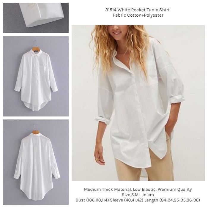 Jual White Pocket Tunic Shirt (size S,M 