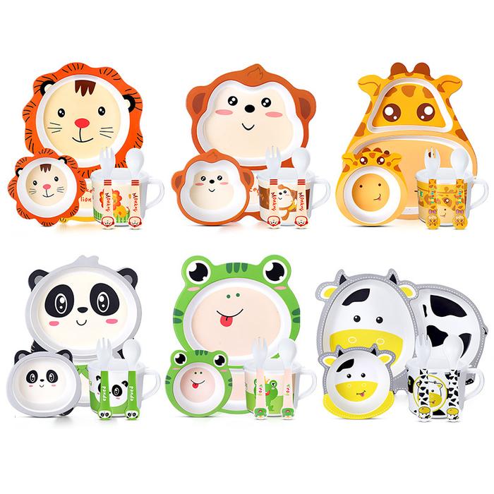 Gambar Hadiah anak peralatan makan bayi feeding bamboo fiber kids feeding set - Frog dari Hellogorjes_ undefined Tokopedia