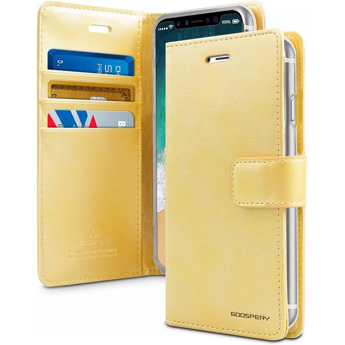 Gambar GOOSPERY Samsung Galaxy A6 Plus 2018 A605 Blue Moon Diary Case - Gold dari Goospery Indonesia undefined Tokopedia