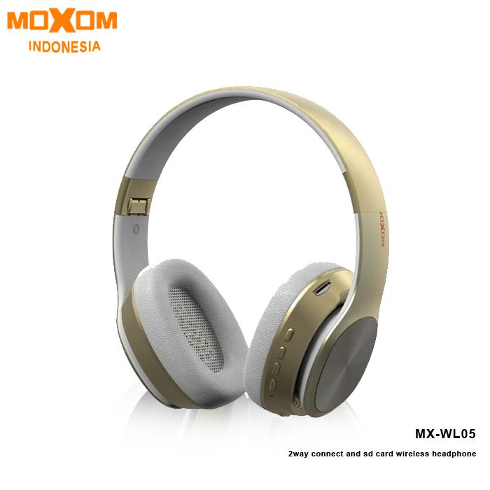 Gambar MOXOM Headphone Wireless V5.0 Hi-Fi Super Real Stand By 300H MX-WL05 - Gold dari MoxomIndonesia undefined Tokopedia