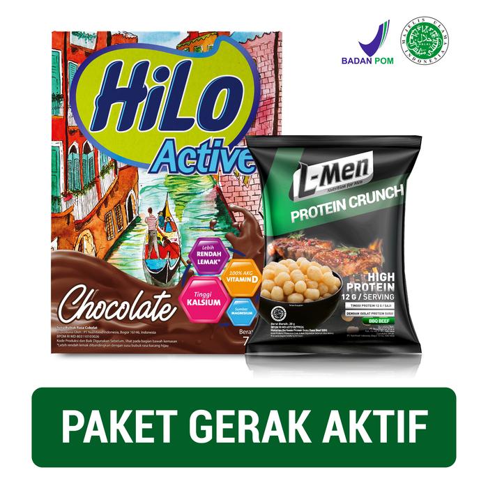 Gambar L-Men Protein Crunch (20gr) + HiLo Active Chocolate 750gr dari Nutrimart Store undefined Tokopedia