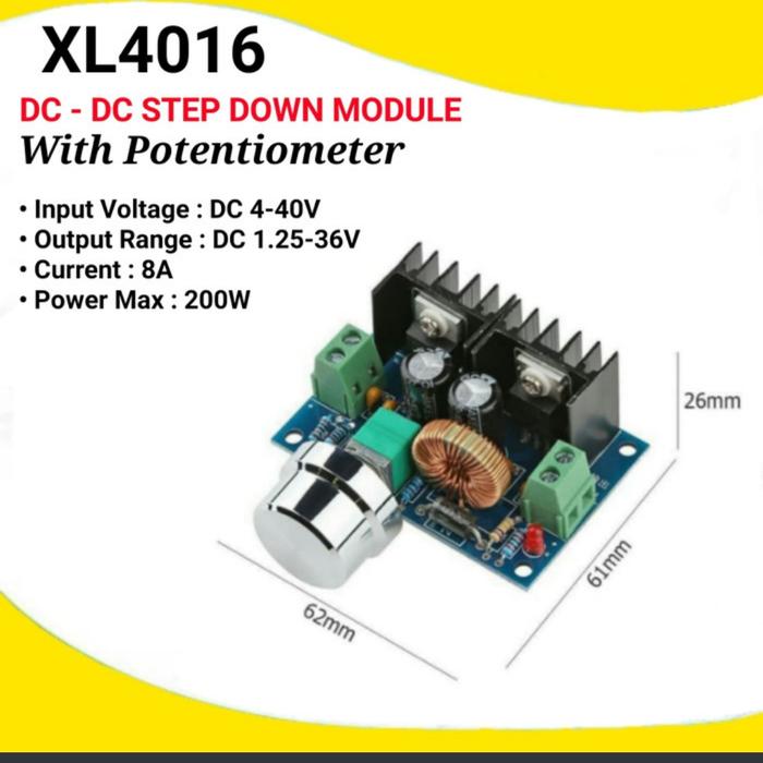 Gambar STEP DOWN 8A xl4016 power supply DC led aki solar panel 8 ampere dari rumah komponen malang undefined Tokopedia