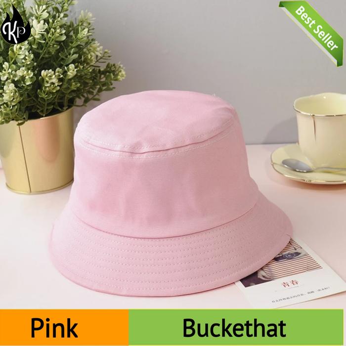 Gambar Topi bucket polos | topi korea | dewasa pria/wanita - pink, All Size dari katampi project undefined Tokopedia