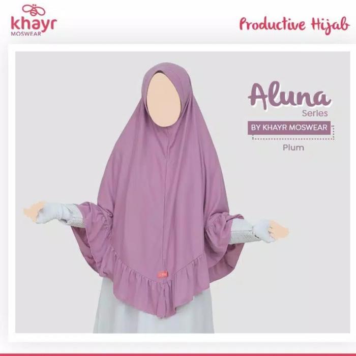 Gambar Kerudung Bergo Grosir Syari Murah Instan Aluna Series Khayr Moswear - Plum, M dari Zulfiko undefined Tokopedia