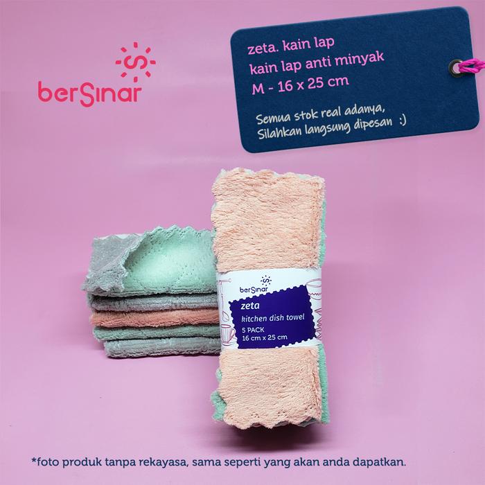 Gambar Kain Lap Dapur Microfiber Anti Minyak Pembersih Piring Paket 5 pcs - M dari berSinar.SB undefined Tokopedia