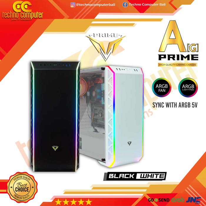 Gambar Casing PC PRIME A-[G] WHITE/BLACK - PREMIUM GAMING CASE dari Techno Computer Bali undefined Tokopedia