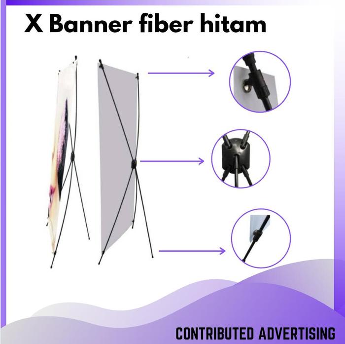 Gambar X banner besi almunium hitam kokoh , x banner , roll up banner - Fiber Hitam dari contributed advertising undefined Tokopedia