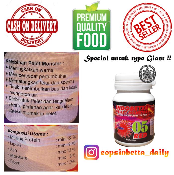 Gambar INDOBETTA PELLET MONSTER RED All Varian Pakan Cupang hias dan Aduan - 05 dari Eopsinbetta undefined Tokopedia