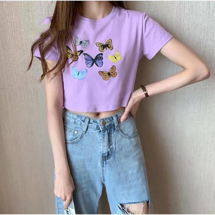 Jual Outfit Fashion | Kaos t-shirt Crop 