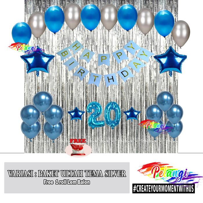 Gambar Paket Dekorasi Ulang Tahun Tema Silver Decoration Set Silver - Tema Bintang, Silver - Blue dari Pelangi Party Karawang undefined Tokopedia