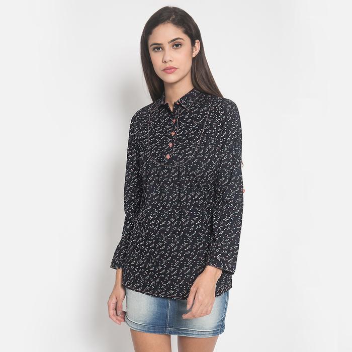 Gambar LGS - Slim Fit - Kemeja Wanita - Lengan Panjang - Motif Shanghai - Hitam - S dari LGSgeneration undefined Tokopedia