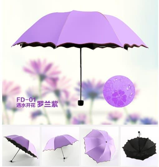 Gambar Payung Magic 3D / Payung Hujan dengan Motif yang Muncul ketika Basah - Ungu dari glamgorgeous undefined Tokopedia